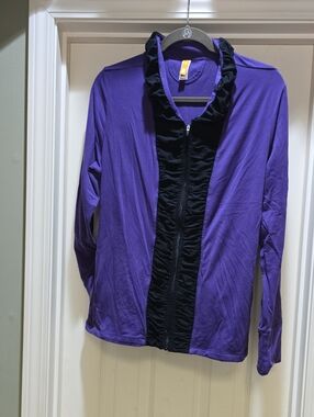 Lucy Purple and Black Ruffled Zip Front Jacket